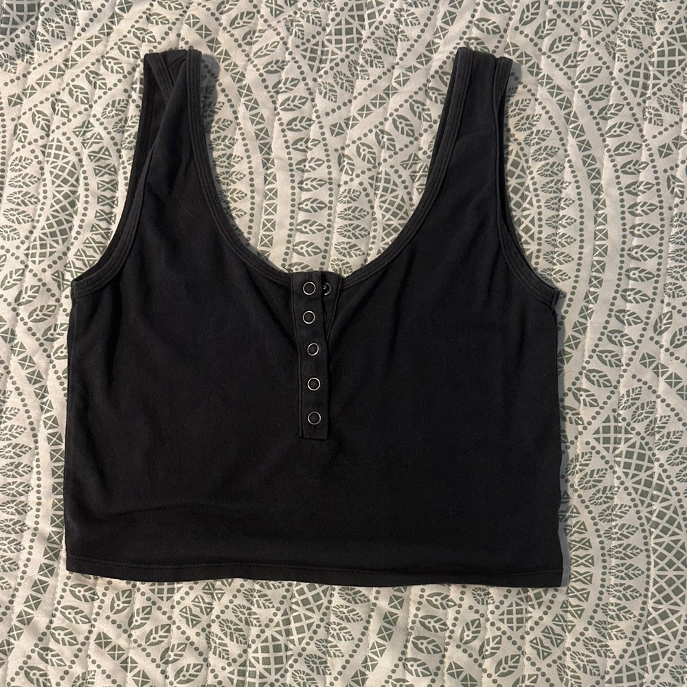 American Eagle Outfitters Black Buttoned Crop Top
